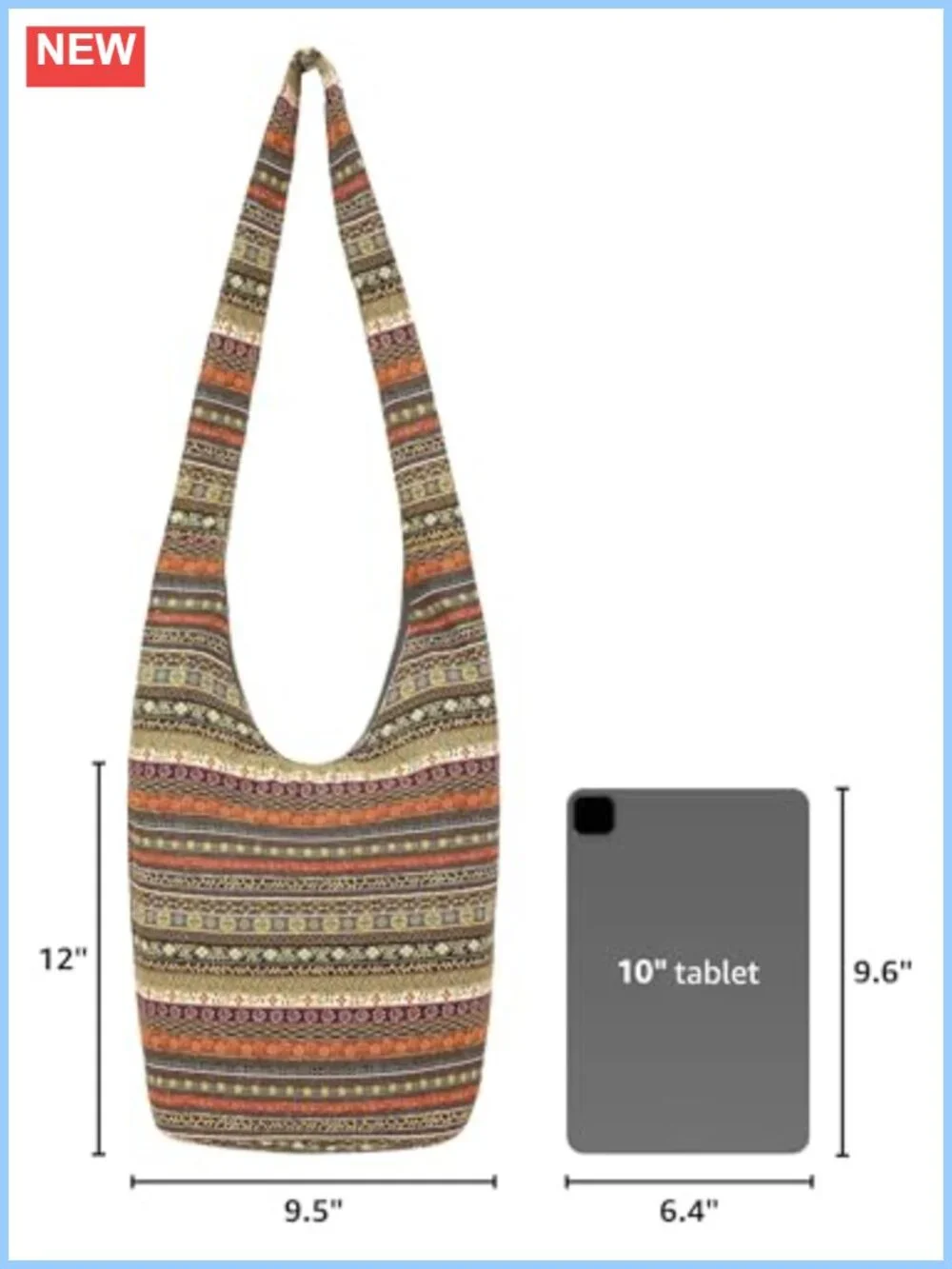 Large Canvas Bohemian Hobo Bag Animal Print Crossbody Shoulder Handbag